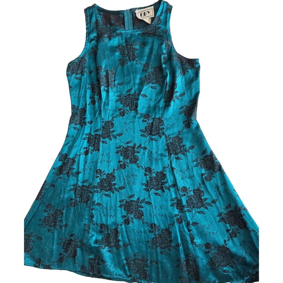 Dby Dresses & Skirts - Vintage DBY Womens Floral 90s Grunge Whimsigoth Dress Size 5 Teal Romantic Y2K